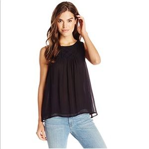 Lucky Brand - Black Embroidered Shell Blou…